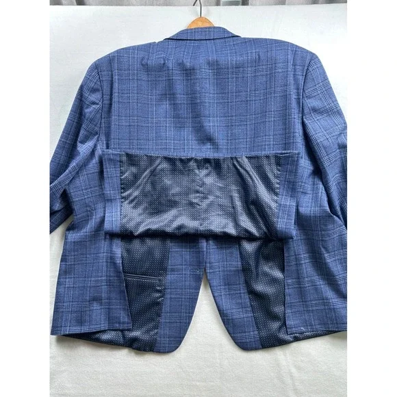 Shaquille Oneal XLG Mens Blue Plaid Suit Separate Blazer Jacket - Picture 8 of 12